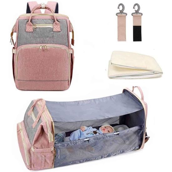Sac à Langer SONARIN - Grande Capacité, Lit Pliable - Imperméable Avec Port USB