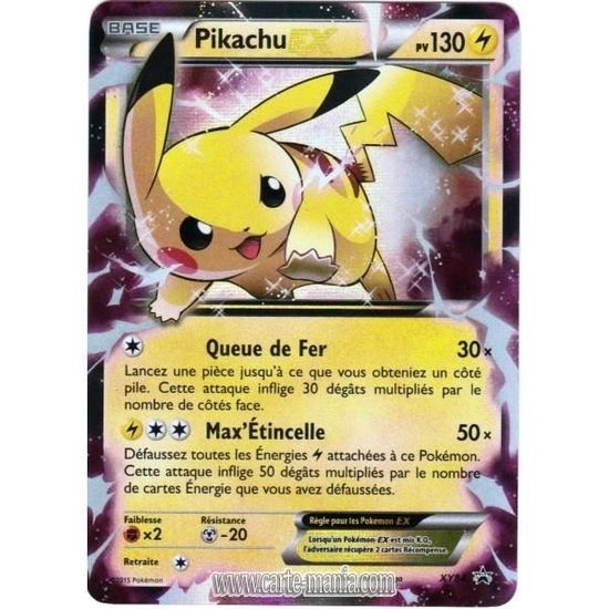 Carte Pokemon Pikachu Queue De Fer Carte Pokémon PIKACHU Ex HOLO REVERSEPROMO 130 PV Série Noir & Blanc