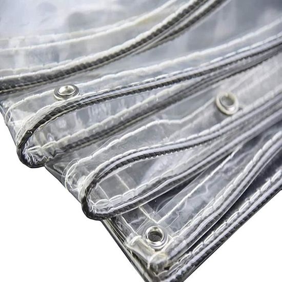 Bâche Imperméable Transparent avec œillets,Rideau D'extérieur,Couverture de Feuille de Toit de Terrasse de Pergola en PVC Durable,Bâche De Serre,avec Corde,Personnalisable (1.8x7.5m(5.9x24.6ft