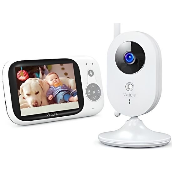 Victure Babyphone Caméra Moniteur bébé 3.2" LCD Couleur Vidéo Bébé Surveillance 2.4GHz Transmission, Vision Nocturne, Communication 