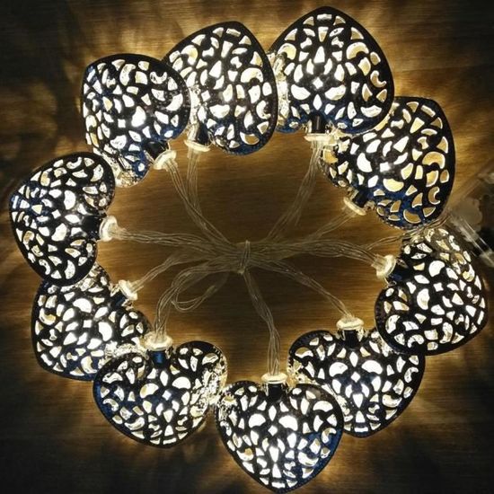 10 LEDs L'amour Cœur guirlande lumineuse,lumières de Noël 1.5M, lumière décorative intérieure-extérieure, alimenté par batterie