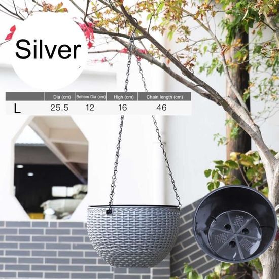 Lot 2 Pots De Fleurs Suspendus Extérieur - Muraux Balcon Avec Crochet & Drainage, Design Semi-Ovale, Blanc/Orange Ou Gris/Marron