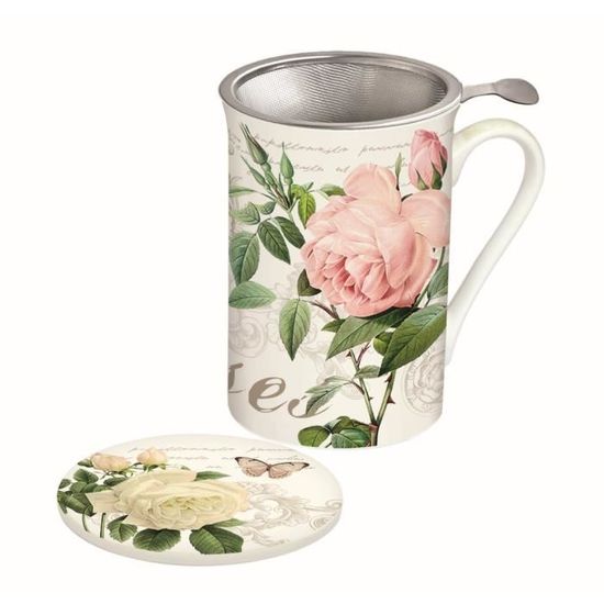 Tisanière En Porcelaine 35cl Avec Filtre Inox - Coffret Coffee Mania - Pour Thé Infusion