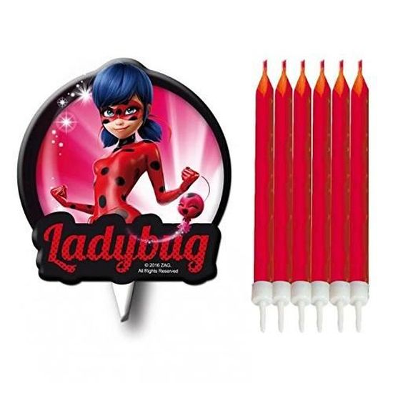 7 Bougies Miraculous Ladybug Pour Gateau D Anniversaire 6 Rouges 1 En Forme De Marinette Cdiscount Maison