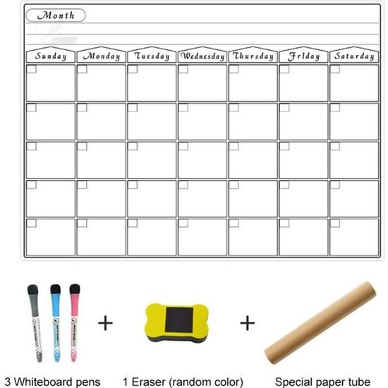 Tableau blanc hebdomadaire de calendrier de réfrigérateur avec aimant épaissi avec 3 stylos pour tableau functional calendrier magnétique pour réfrigérateur awhao-123 Kit calendrier effaçable à sec