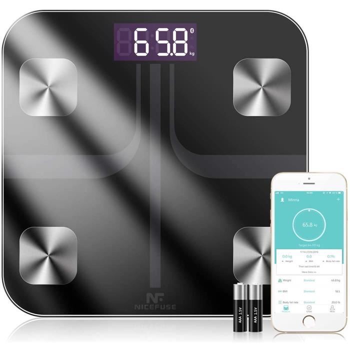 Pèse Personne Impédancemètre, Morpilot Balance Connecté Bluetooth Intelligente FG290LB,11 Données Corporelles,Pour IOS et Android