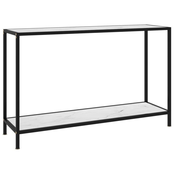 Table console Table d'appoint - Table d'entrée Style contemporain Blanc 120x35x75 cm Verre trempé Excellent ♫98676