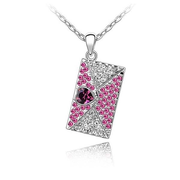 Pendentif Lettre d'Amour en Cristal de Swarovski Element rose