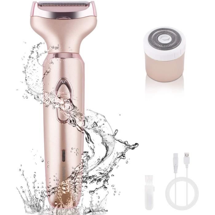 Tondeuse Intime Femme, Rasoir électrique Femme Rechargeable USB sans fil épilateur Lady Rasoir Facial Massage Tool Avec Tête De 459