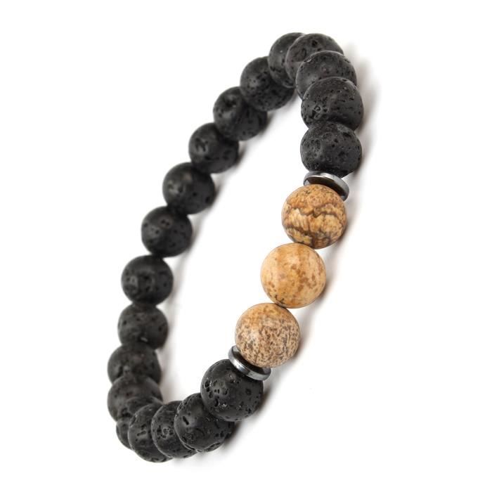 AAA 8mm Bracelet En Jade Lave Perle Homme