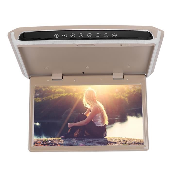 Qiilu Moniteur de voiture , voiture Auto 15.6in TFT plafond toit vidéo 1080P HD écran de moniteur USB TF HDMI lecteur multimédia