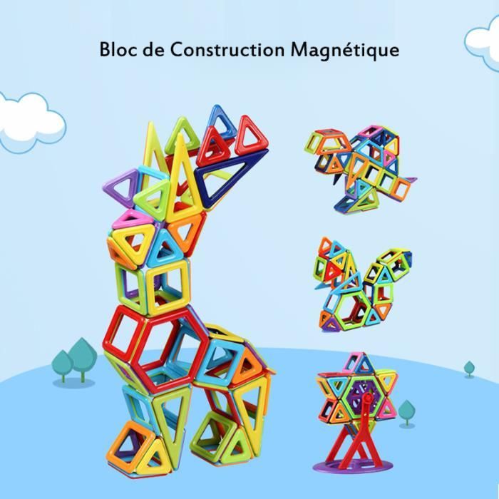 108Pièces Bloc de Construction Magnétique pour Enfant Plus de 3ans, Jeux Construction Aimanté Jouet Educatif et Créatif, Cadeau Fête