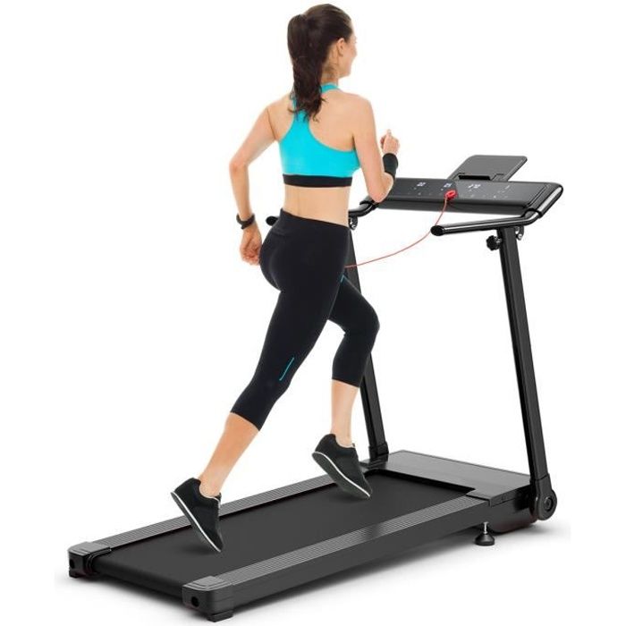 COSTWAY Tapis de Course/Marche Pliable 500W 12 Programmes Prédéfinis 0,8-9,6 Km/h Ecran Tactile LED 4 Touches de Raccourci Noir