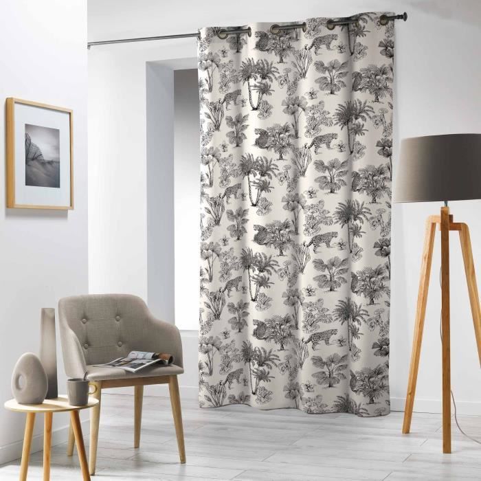 CDaffaires rideau a oeillets 140 x 240 cm microfibre imprimee leopalmy