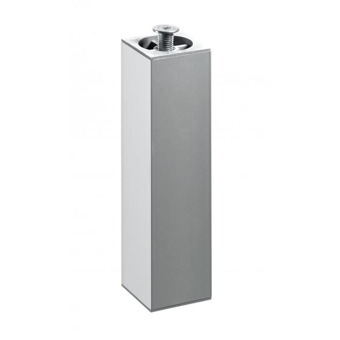 Pied meuble carré HETTICH réglable acier mat gris