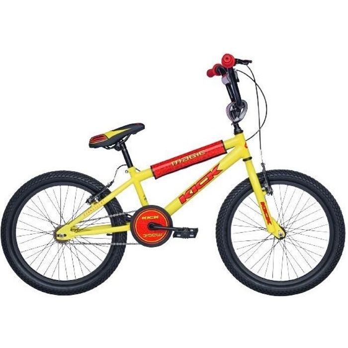Magic BMX Enfants BMX Kick 16 pouces 25,4 cm Junior Frein à serrer Jaune/Rouge