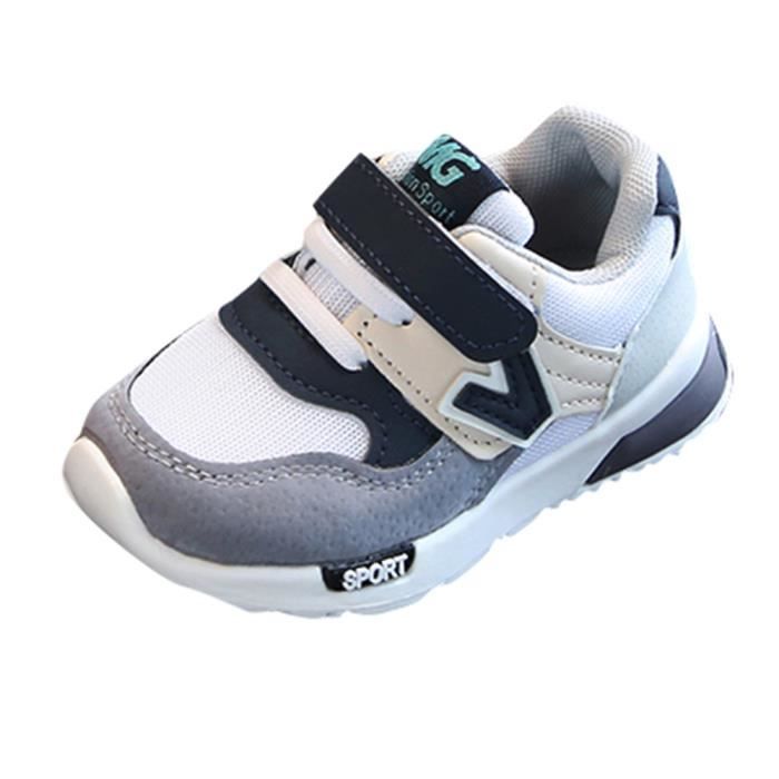 Enfant en bas âge bébé garçons filles enfants baskets décontractées maille douce course lettre chaussures gris