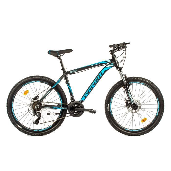 Vélo 26'' VTT Cadre Alu Fourche Télescopique, 21 Vit, Dérailleurs Shimano Poignées Gâchettes & double freins à disques hydrauliques