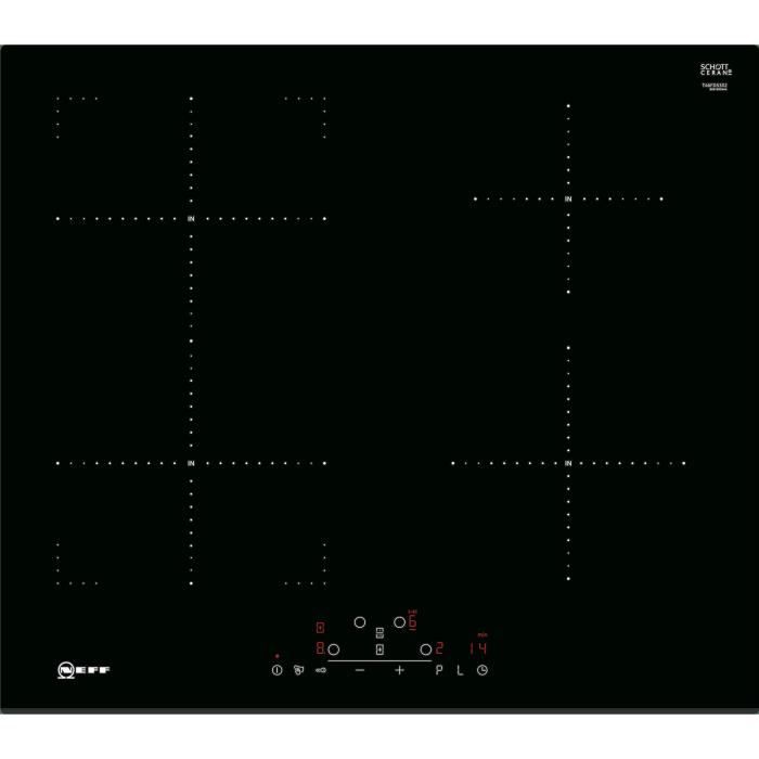 Table de cuisson à induction NEFF - 4 foyers - 51 x 592 x 522 - 6900 W - Noir - T46FD53X2