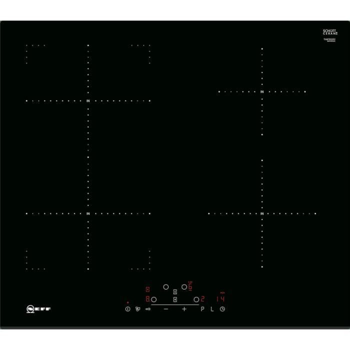 Table de cuisson à induction NEFF - 4 foyers - 51 x 592 x 522 - 6900 W - Noir - T46FD53X2