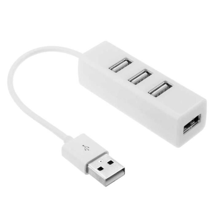 OCIODUAL Adaptateur Hub 4 Ports USB Type A 2.0 Repartiteur Blanc pour PC Laptop Ordinateurs Portables Multiprise Cable Portable