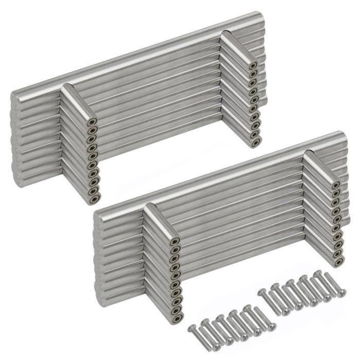 20PCS Poignée Bâton De Porte T- Bar Cuisine Porte Poignées Entraxe 128 mm