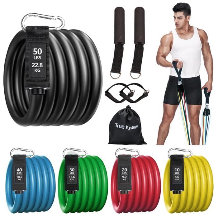 Sinocare Elastique Musculation Set 11Pcs Bandes de Résistance Tubes Latex 150Lbs Yoga Pilates Extenseurs