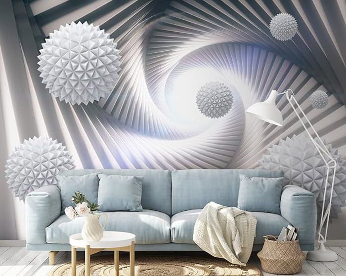 Papier Peint 3D Panoramique Tunnel en spirale 400x280cm Tunnel Boules ...