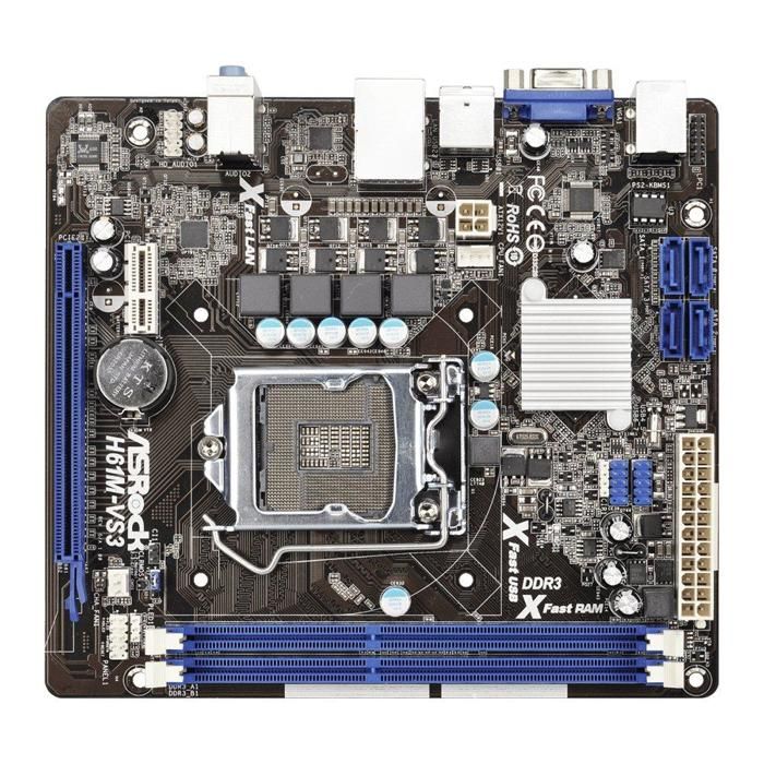 Carte mère ASRock H61M-VS3 Intel H61 LGA 1155 2xDDR3 16GB Micro ATX - Asrock