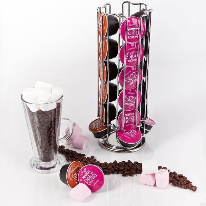 Porte-capsules Café Dolce Gusto 24 Places - Tour Rotative En Fer Doré, 33 Cm De Haut