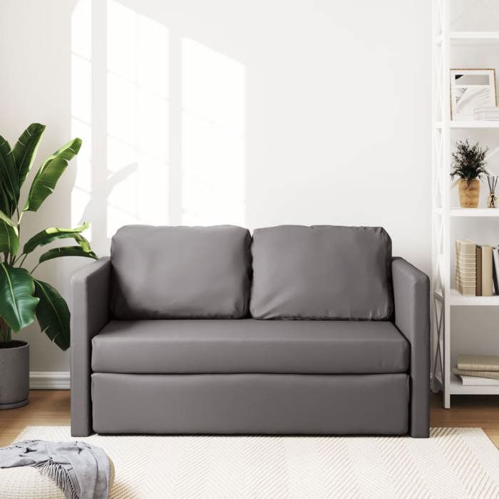 Lit banquette 2 places - convertible - Canapé-lit 2 en 1 gris 112x174x55 cm similicuir CAL3452398