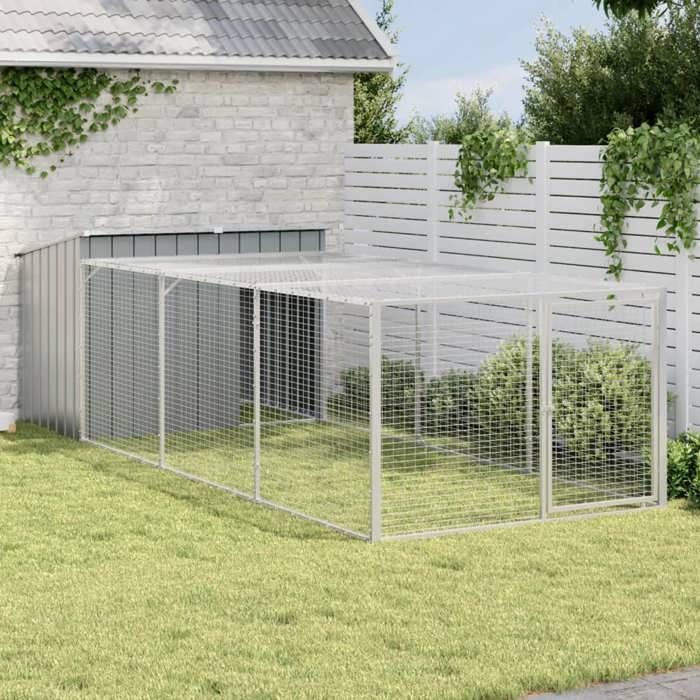 Niche Pour Chien Avec Cour vidaXL - Acier Galvanisé - vue 5