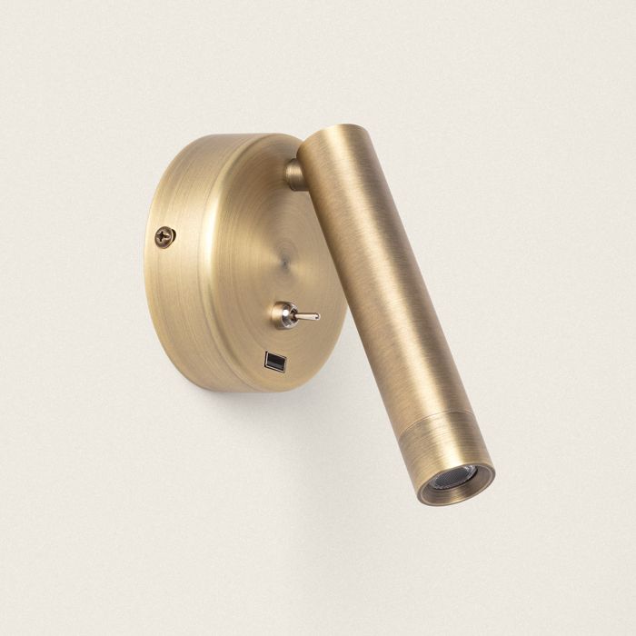 Lampe Murale LED Gazny 2 5 W en métal avec port USB Bronze