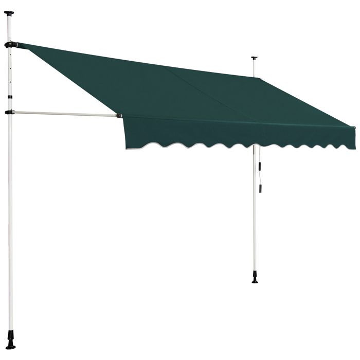 GOPLUS Store Banne Manuel Rétractable en Alu Auvent Banne de Balcon sans Percage Hauteur Réglable 2-3M (3X12M Vert)