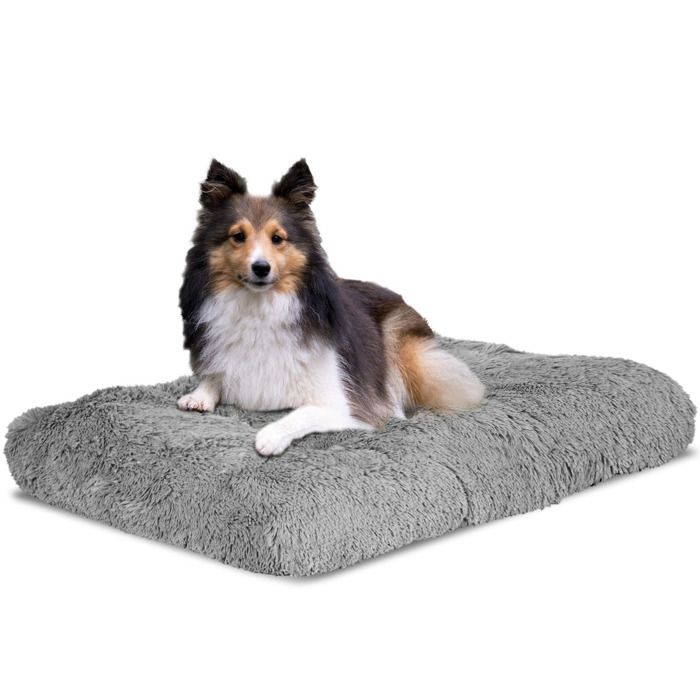Comparer les prix de Panier Coussin Chien EDANTI Hirsute Shaggy Lit Pour Chien 80x60 Gris