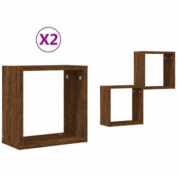 Meilleures Étagères murales - Meuble étagère dexposition - sous forme cube 2 pcs chêne marron 30x15x30cm SSDC4681468