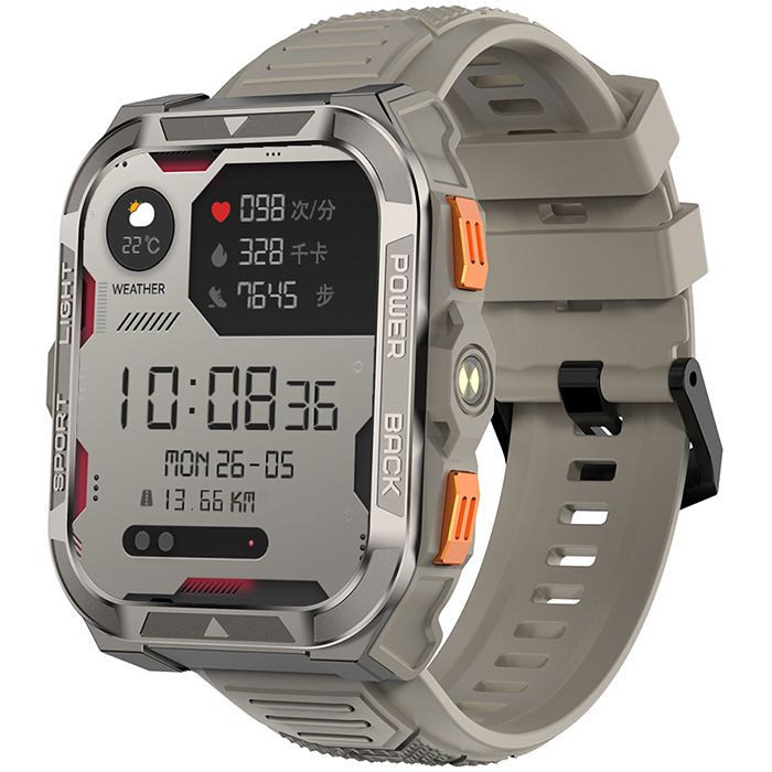 BLACKVIEW Montre Connect&eacute;e Robuste  W80 Pro Smartwatch Bluetooth 950mAh1.91 100 Sports mode avec LED LampGPS - Kaki