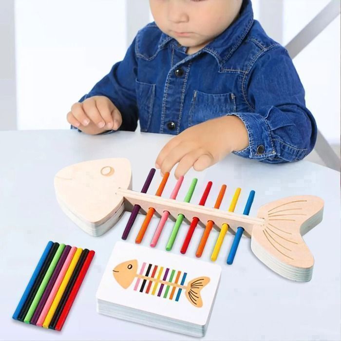 Jouet En Bois Arête De Poisson - Tri Des Couleurs, Motricité Fine, 1-3 Ans - 2