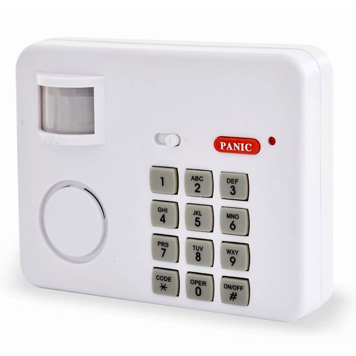 Kit Alarme Sans Fil avec Sirène et Détecteur de Mouvement - Détection 100° et 5 m - Sirène Clavier Bouton Panique - Sécurité