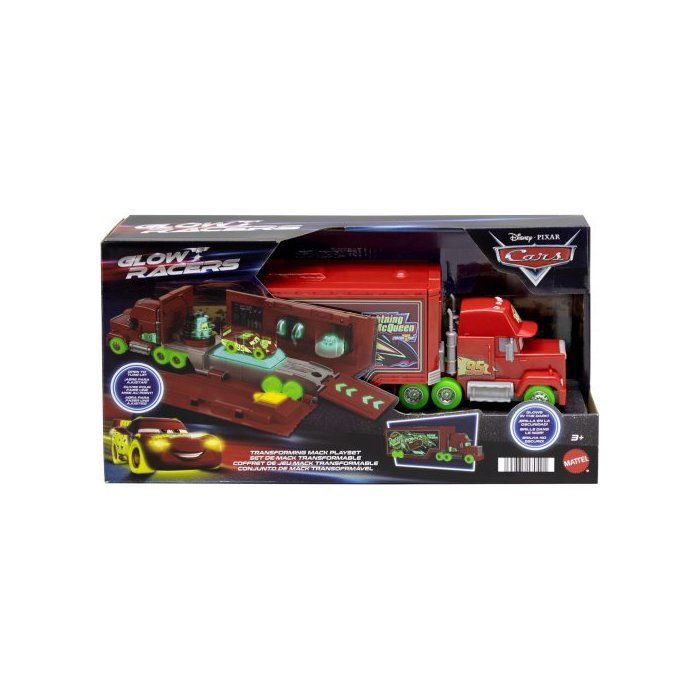 Coffret Camion Mack Transporteur Néon Transformable 2 en 1 vehicule + atelier tuning - Set Cars petites voitures + Carte Tigre
