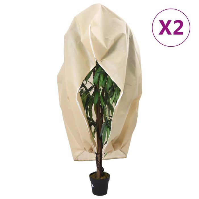 Housses de protection pour plantes - vidaXL - Fermeture éclair - Cordon de serrage - 1.55x1.55 m - Beige Housses de protection pour plantes - vidaXL - Fermeture éclair - Cordon de serrage - 1.55x1.55 m - Beige