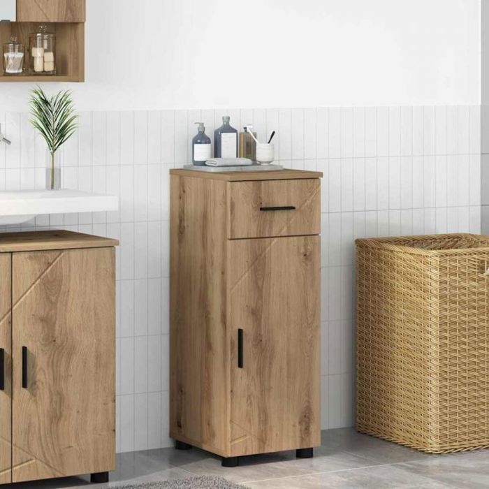 Meuble sous vasque - VIDAXL - Cabinet Chêne artisanal - 30x35x80 cm - Bois dingénierie - Fixation anti-basculement