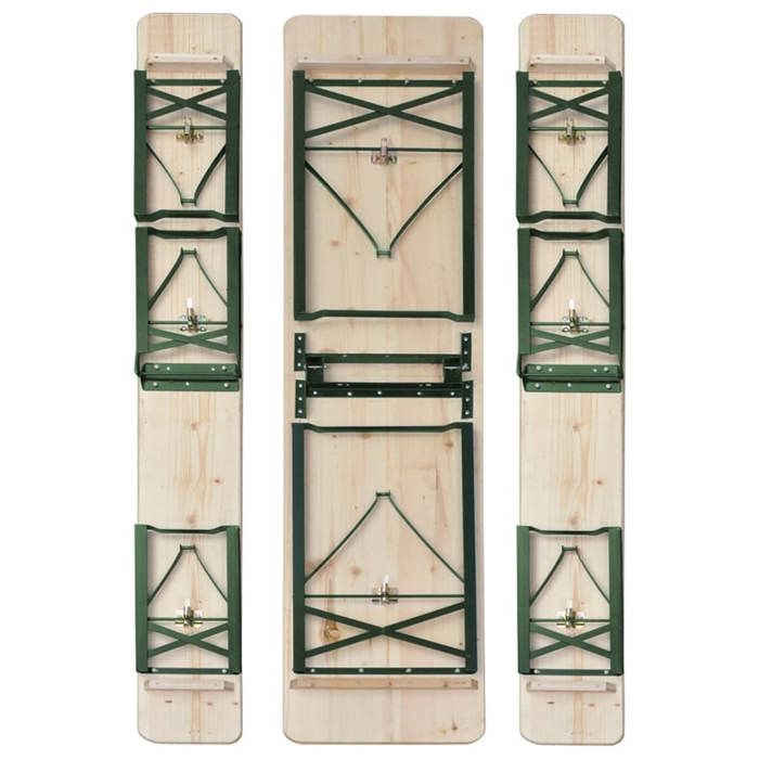 Black Friday Table de brasserie pliable - BURKE - Pour jardin - avec 2 bancs 220 cm Bois de sapin TTT34