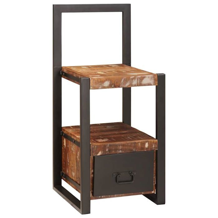 Porte-vêtements moderne - vidaXL - Bois massif de récupération - 40x40x90 cm - Multicolore - 1 tiroir - 1 étagère