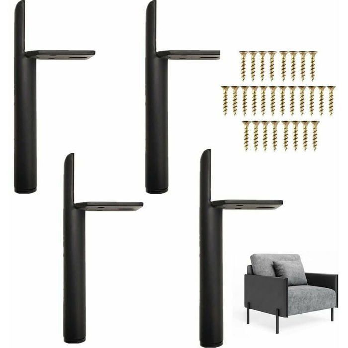Pieds de meuble en métal - ZOR® - 15 cm - Noir - Base antidérapante - Silencieux - Résistant à la corrosion - 4 pièces Pieds de meuble en métal - ZOR® - 15 cm - Noir - Base antidérapante - Silencieux - Résistant à la corrosion - 4 pièces