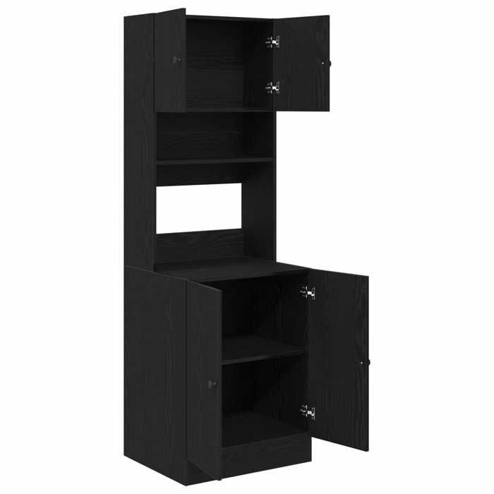 SOLDES DHIVER®Buffet bahut Placard de rangement - Noir Buffet de cuisine - avec porte - 2 pcs Chêne noir 60 x 50 x 180 cm - 48381