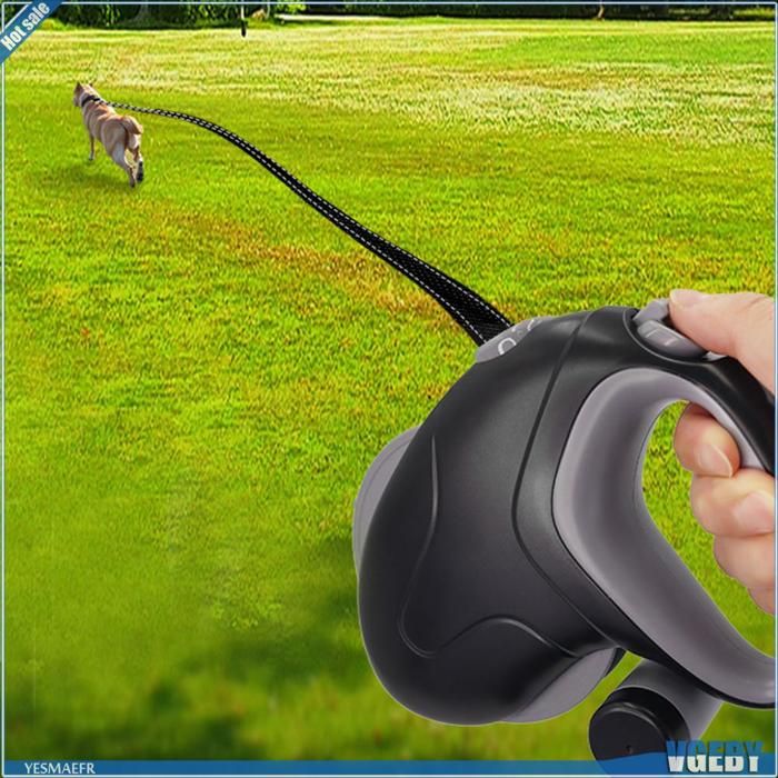 Meilleurs prix pour Ashata laisse pour animaux de compagnie Laisse rétractable pour chien 360 ° animalerie collier Fil réfléchissant noir 10M