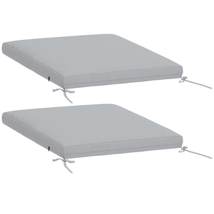 Lot de 2 coussins de chaise de jardin - Outsunny - imperméables pour mobilier extérieur - antidérapants - lavables - 50x50 cm - gris