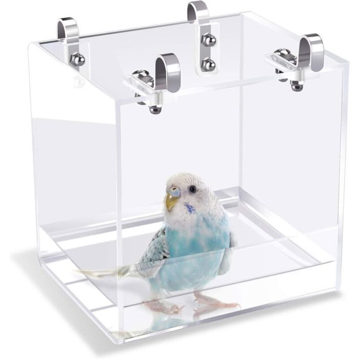 Baignoire pour oiseaux - MHY® - Avec crochets de suspension - 11x13x13 cm - Acrylique épais - Non toxique