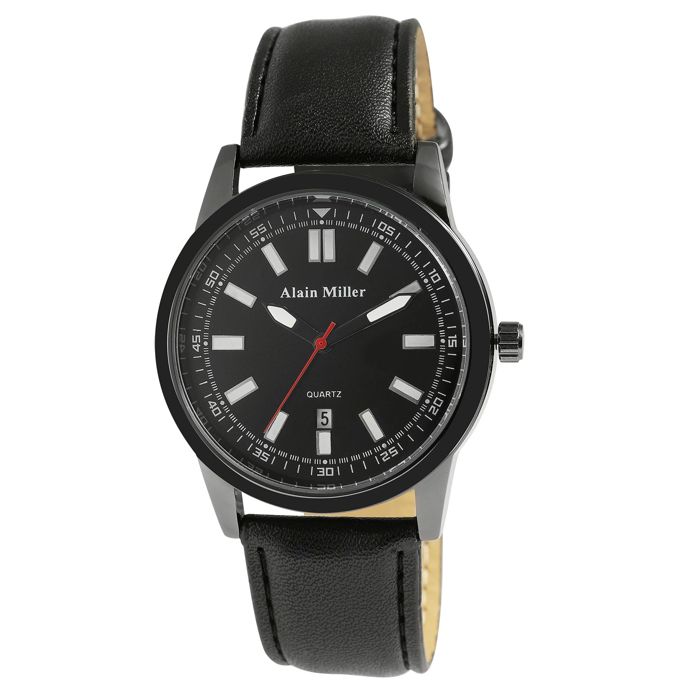 Montre homme - Alain Miller - Boîtier 42 mm - Bracelet simili cuir 22 mm - Verre minéral